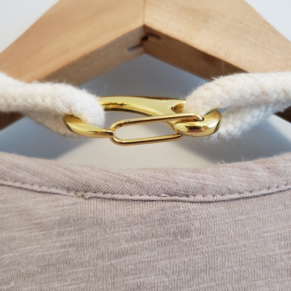 Adorable MANGO Tan Tee Detachable Necklace Top Short Sleeve Crewneck Shirt - Picture 4 of 9